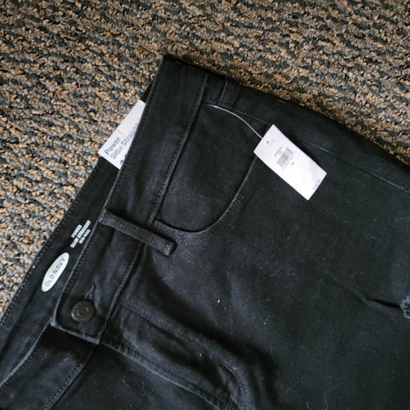 NWT Old Navy Power Slim Straight Distressed Black Jeans Size 12 - Picture 4 of 13
